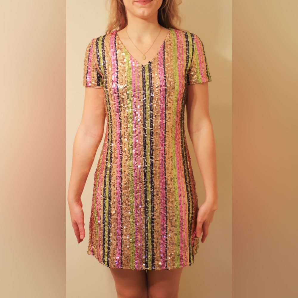 Fun Rainbow Sequin Dress